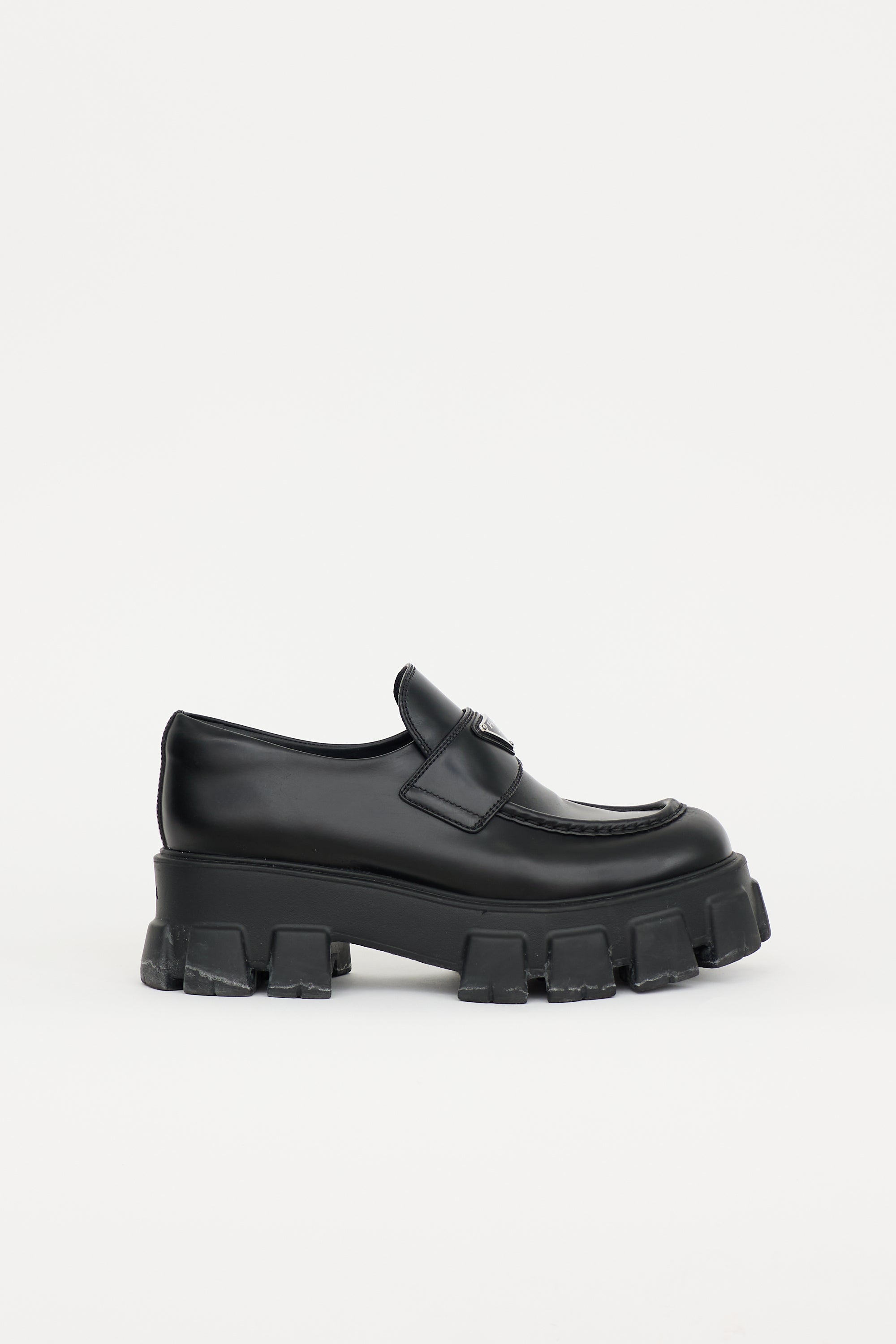 Prada Brushed Leather Monolith Loafer