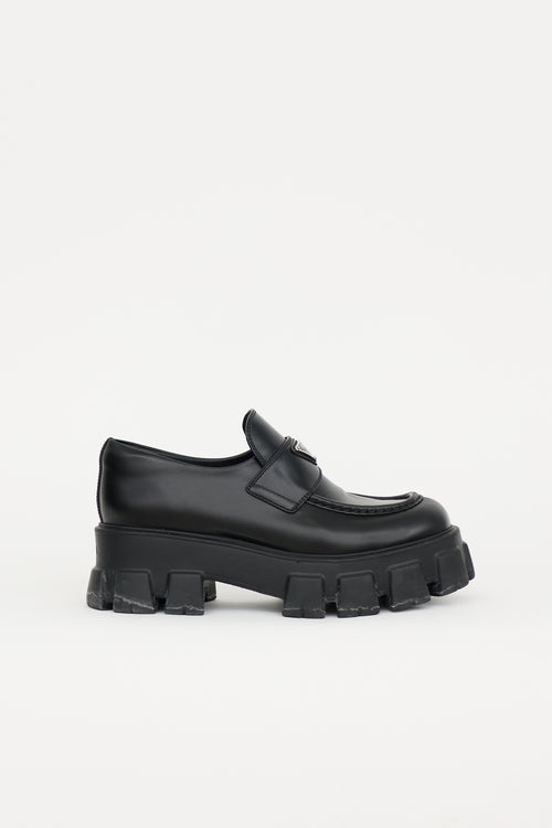 Prada Brushed Leather Monolith Loafer