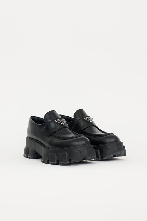 Prada Brushed Leather Monolith Loafer