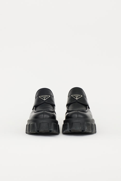Prada Brushed Leather Monolith Loafer
