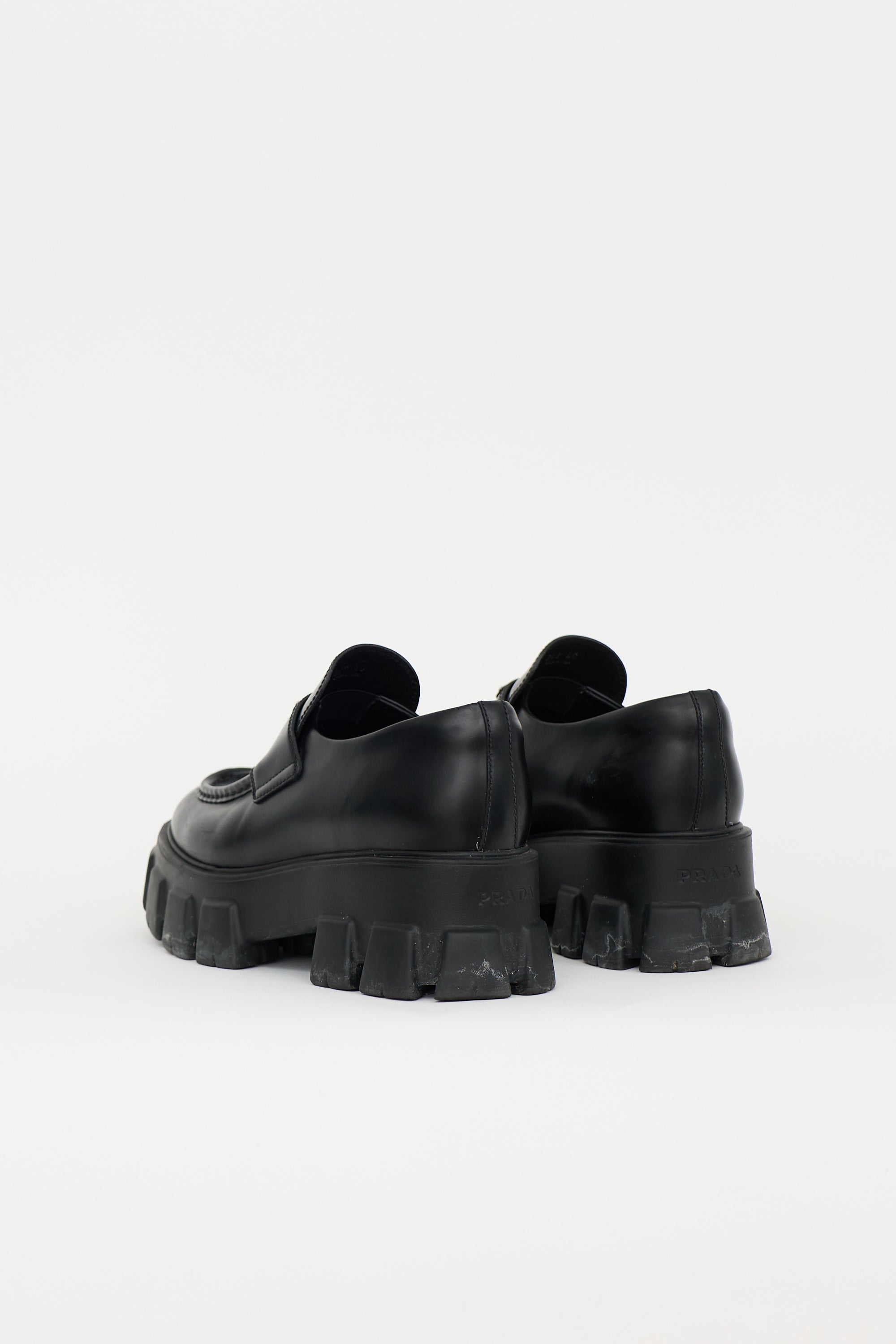 Prada Brushed Leather Monolith Loafer