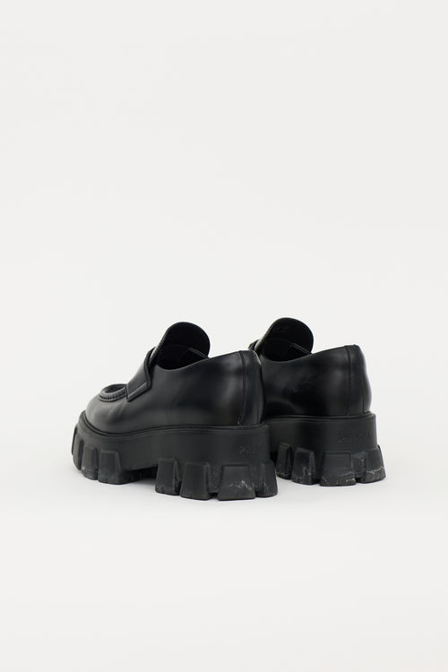 Prada Brushed Leather Monolith Loafer