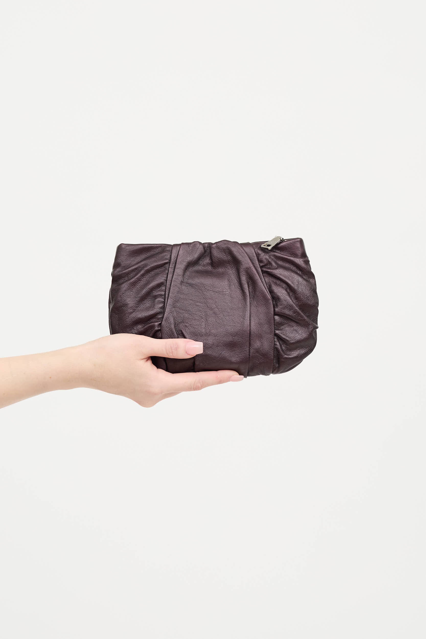 Leather Pleated Clutch