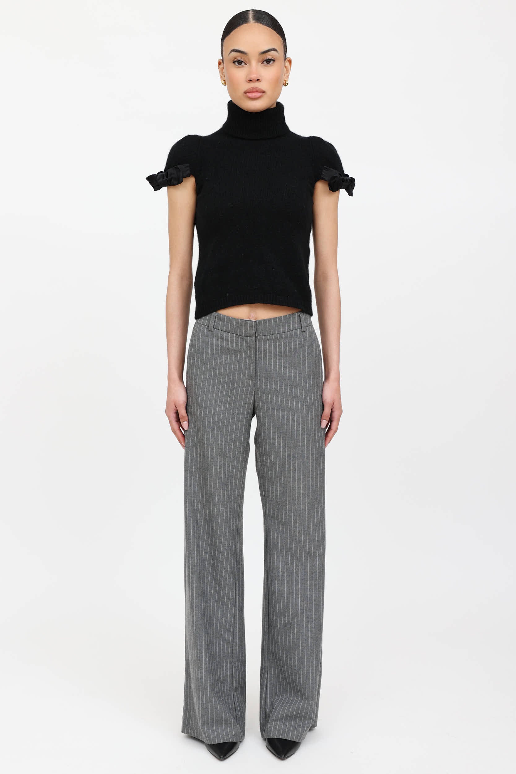 Prada Cashmere Turtleneck Bow Top