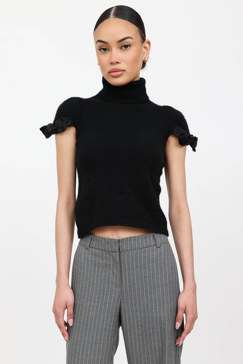 Prada Cashmere Turtleneck Bow Top