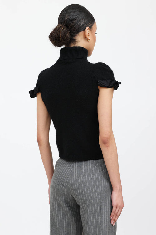 Prada Cashmere Turtleneck Bow Top