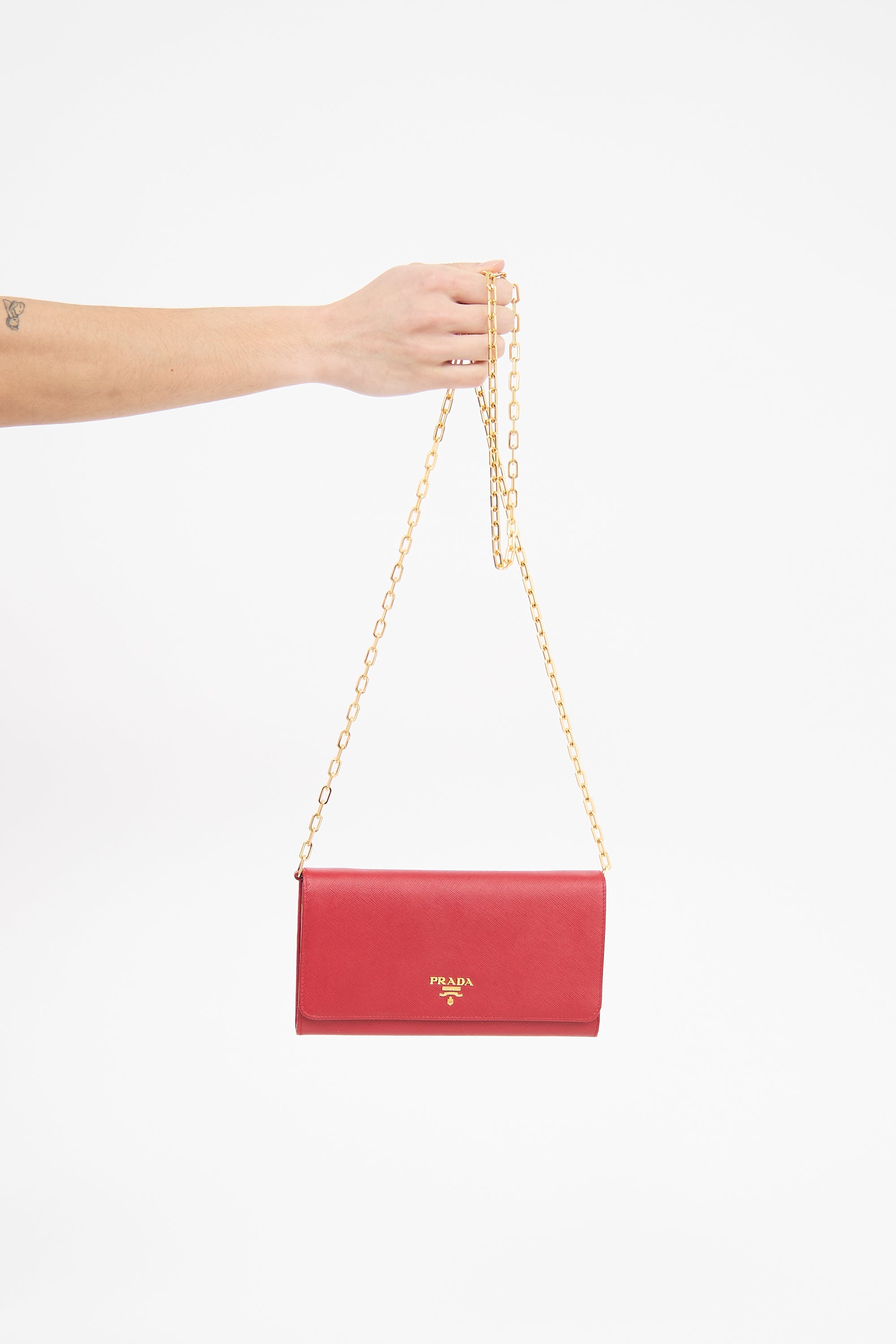 Prada Saffiano Leather Chain Wallet