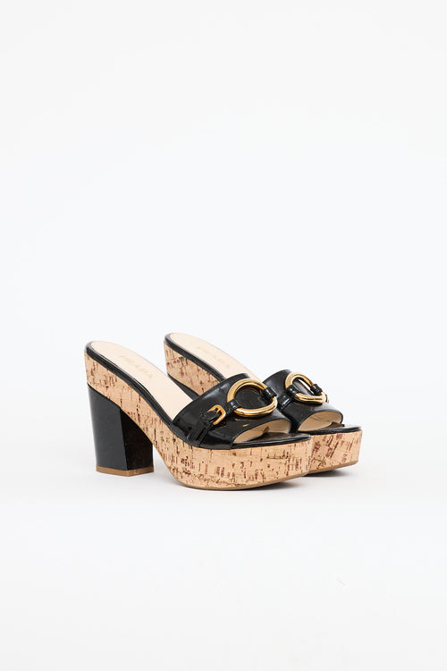 Prada Patent Cork High Heel Mules