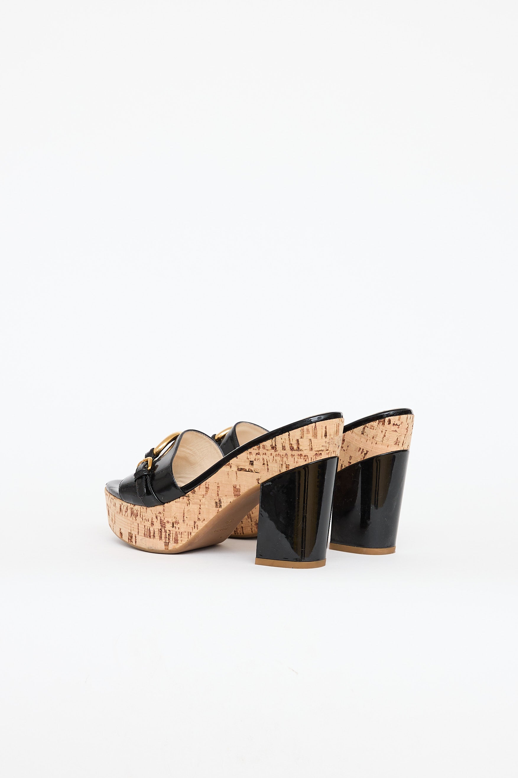 Prada Patent Cork High Heel Mules