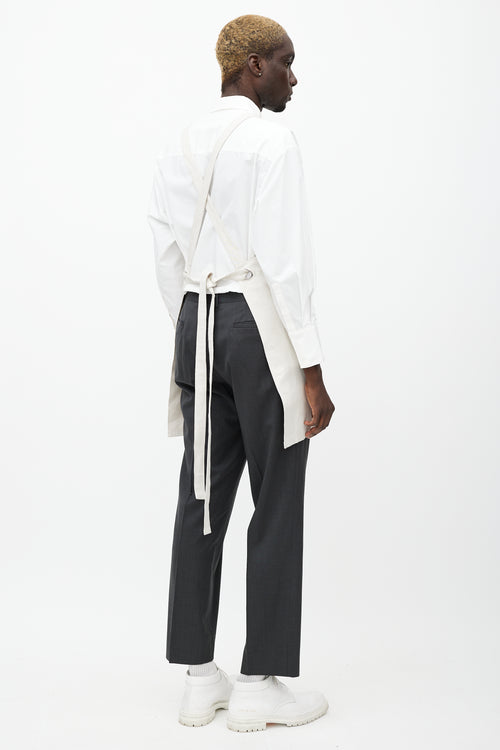 Prada Cream Canvas & Linen Logo Apron