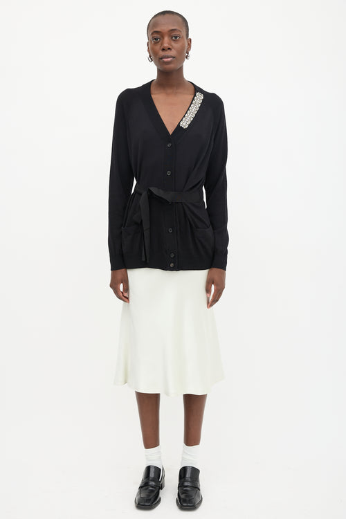Prada 2018 Crystal Embellished Tie Cardigan