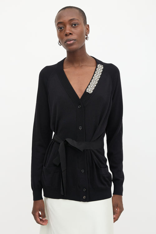 Prada 2018 Crystal Embellished Tie Cardigan
