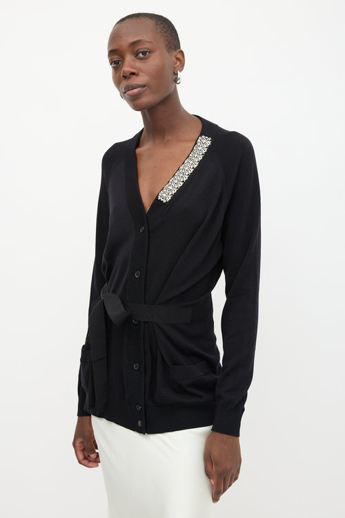 Prada 2018 Crystal Embellished Tie Cardigan
