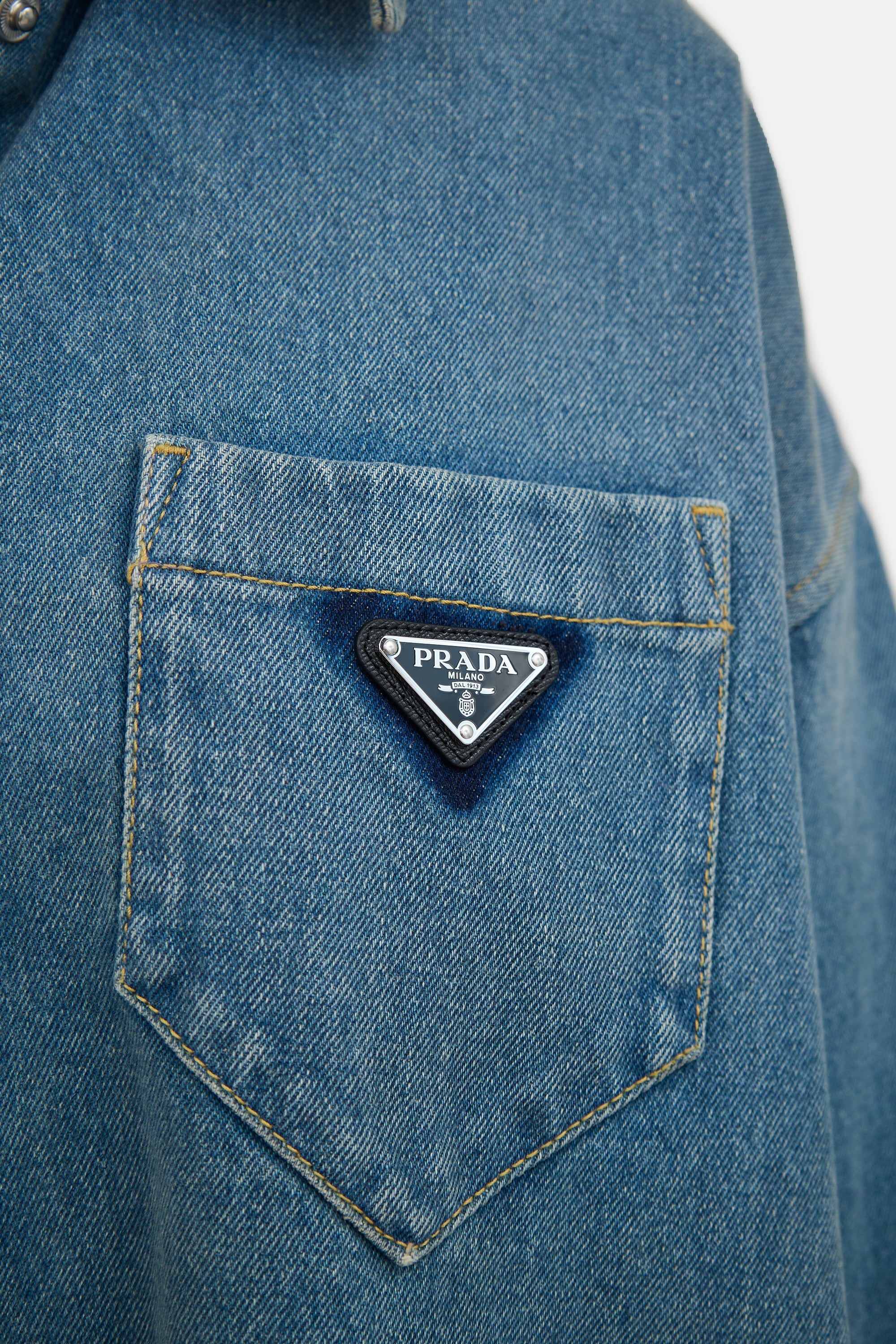 Prada Denim Oversized Logo Shirt