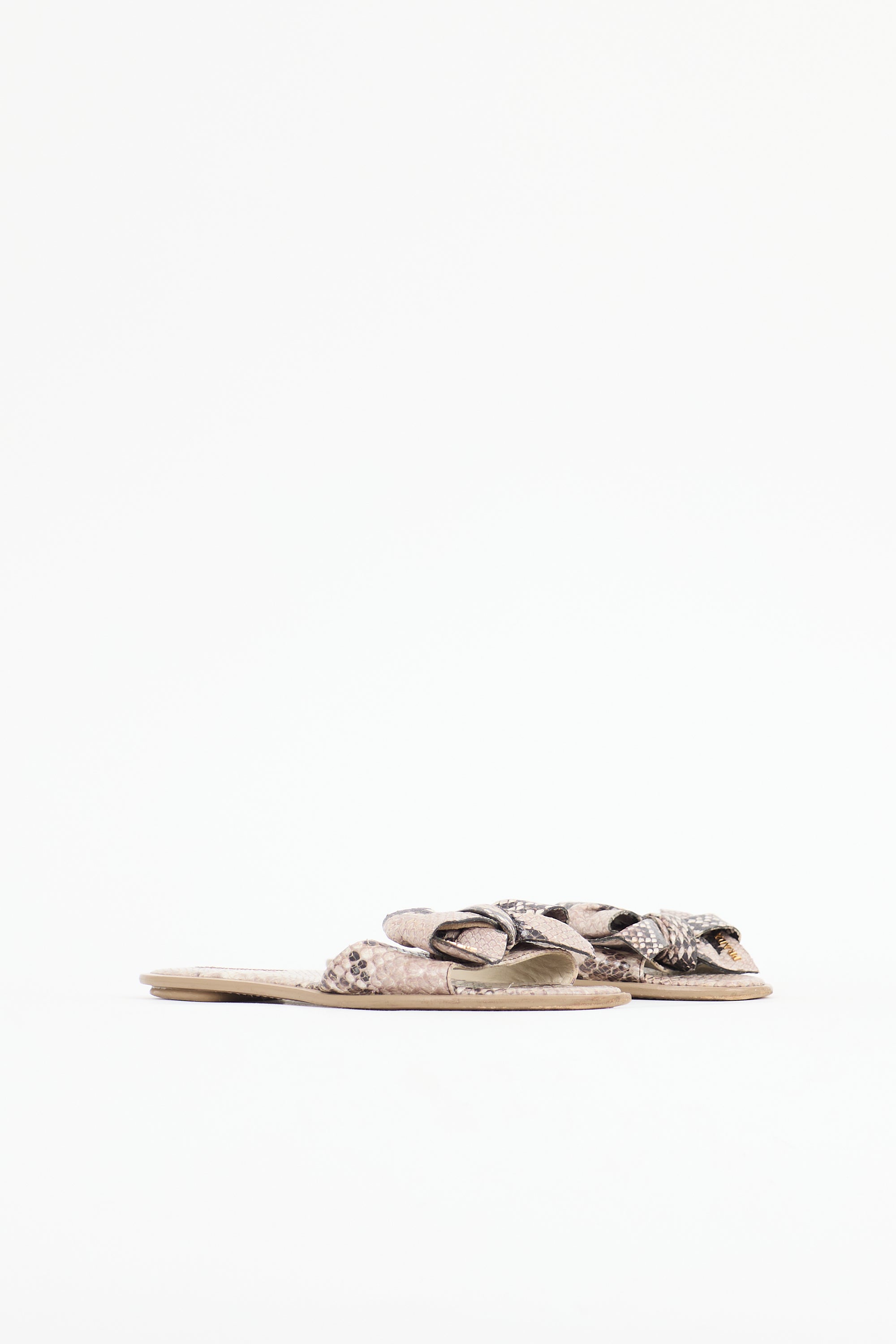 Prada Embossed Leather Bow Slide