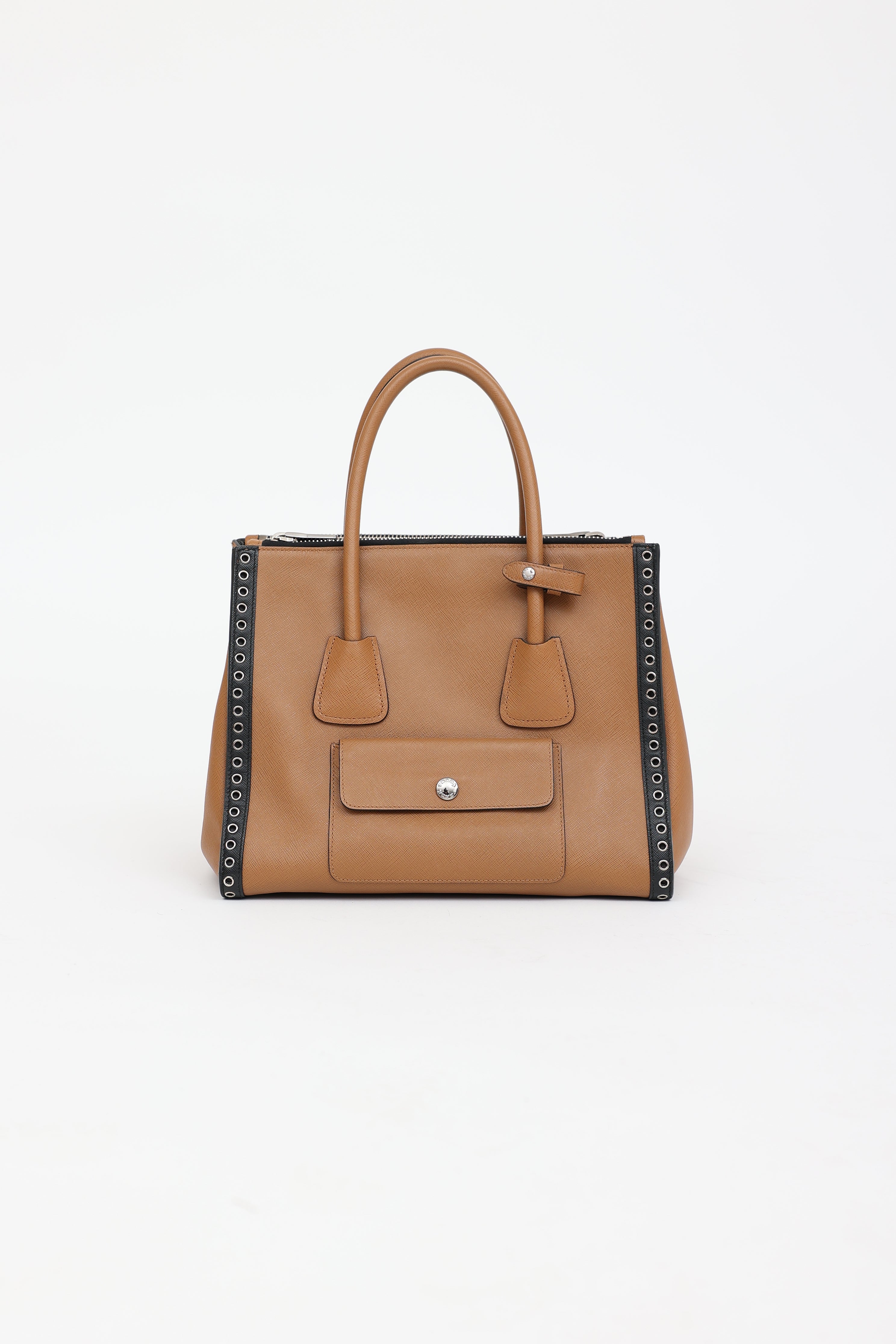 Prada Embroidered Twin Pocket Tote Bag