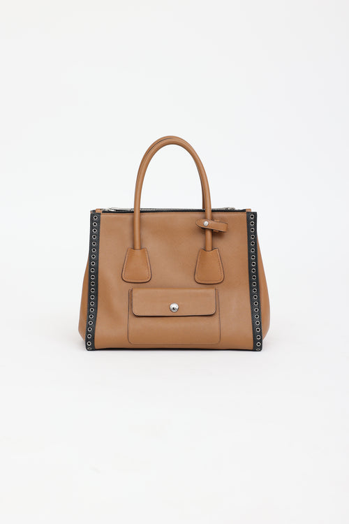 Prada Embroidered Twin Pocket Tote Bag