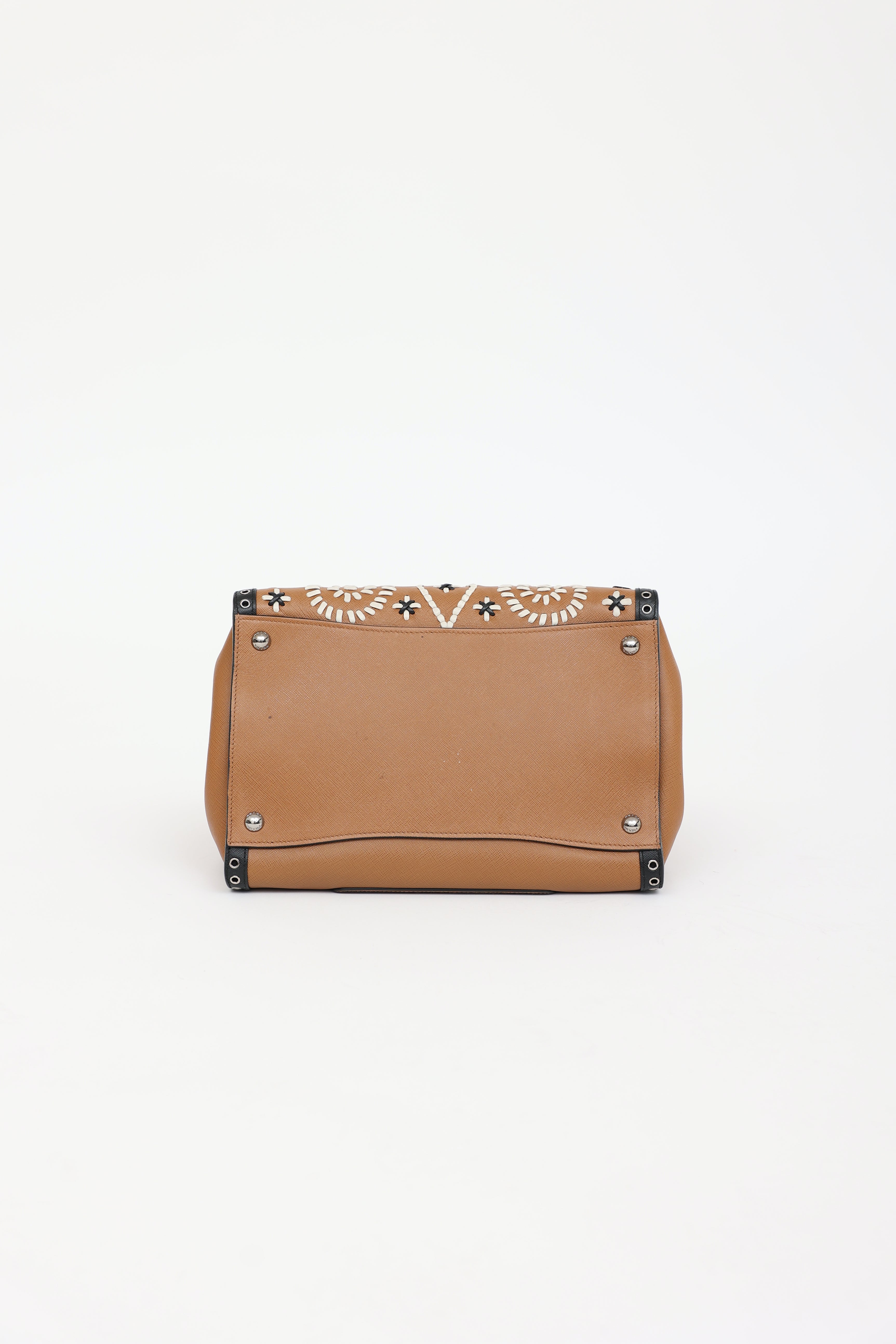 Prada Embroidered Twin Pocket Tote Bag