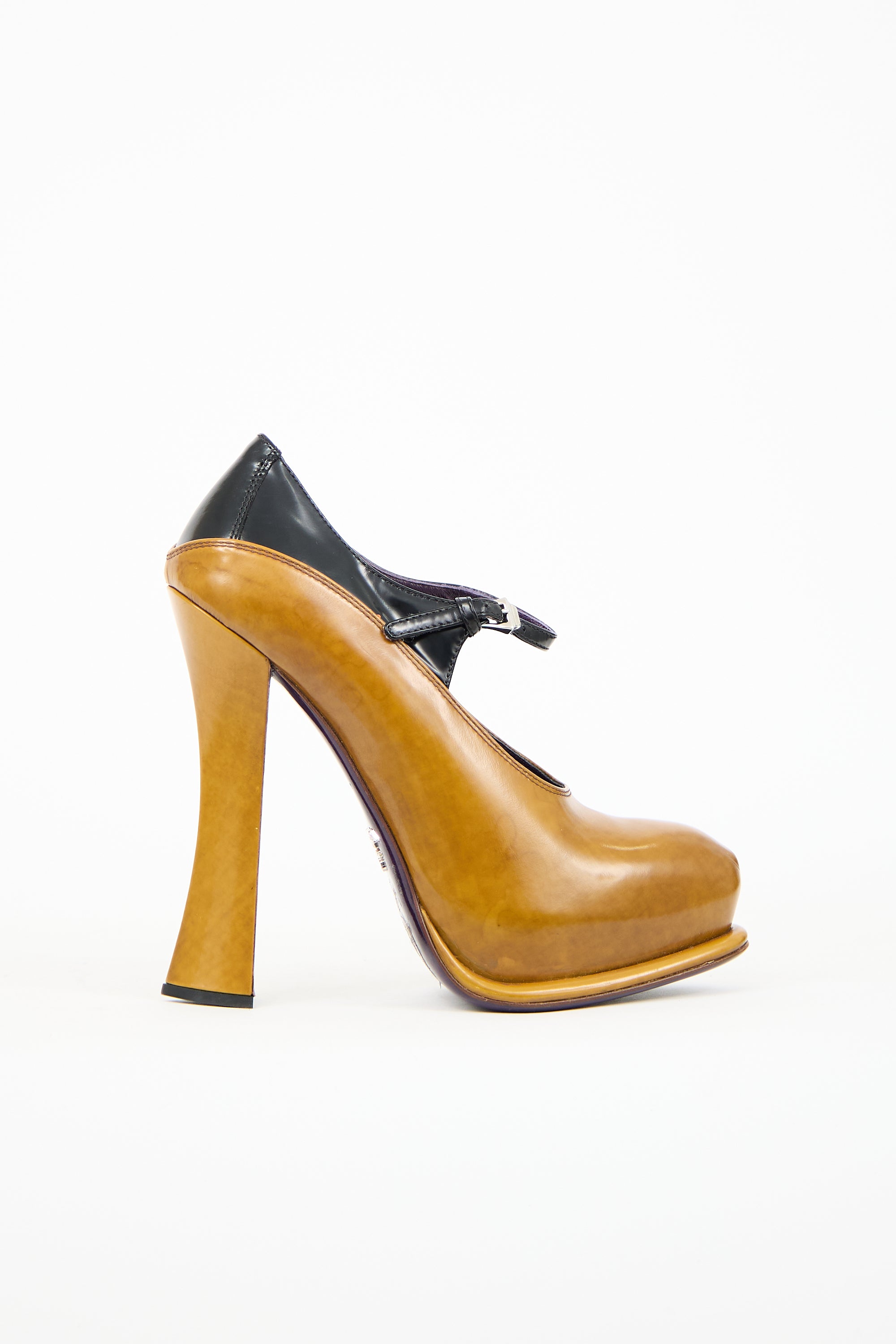 Prada FW 2012 Brown & Black Leather Platform Heel