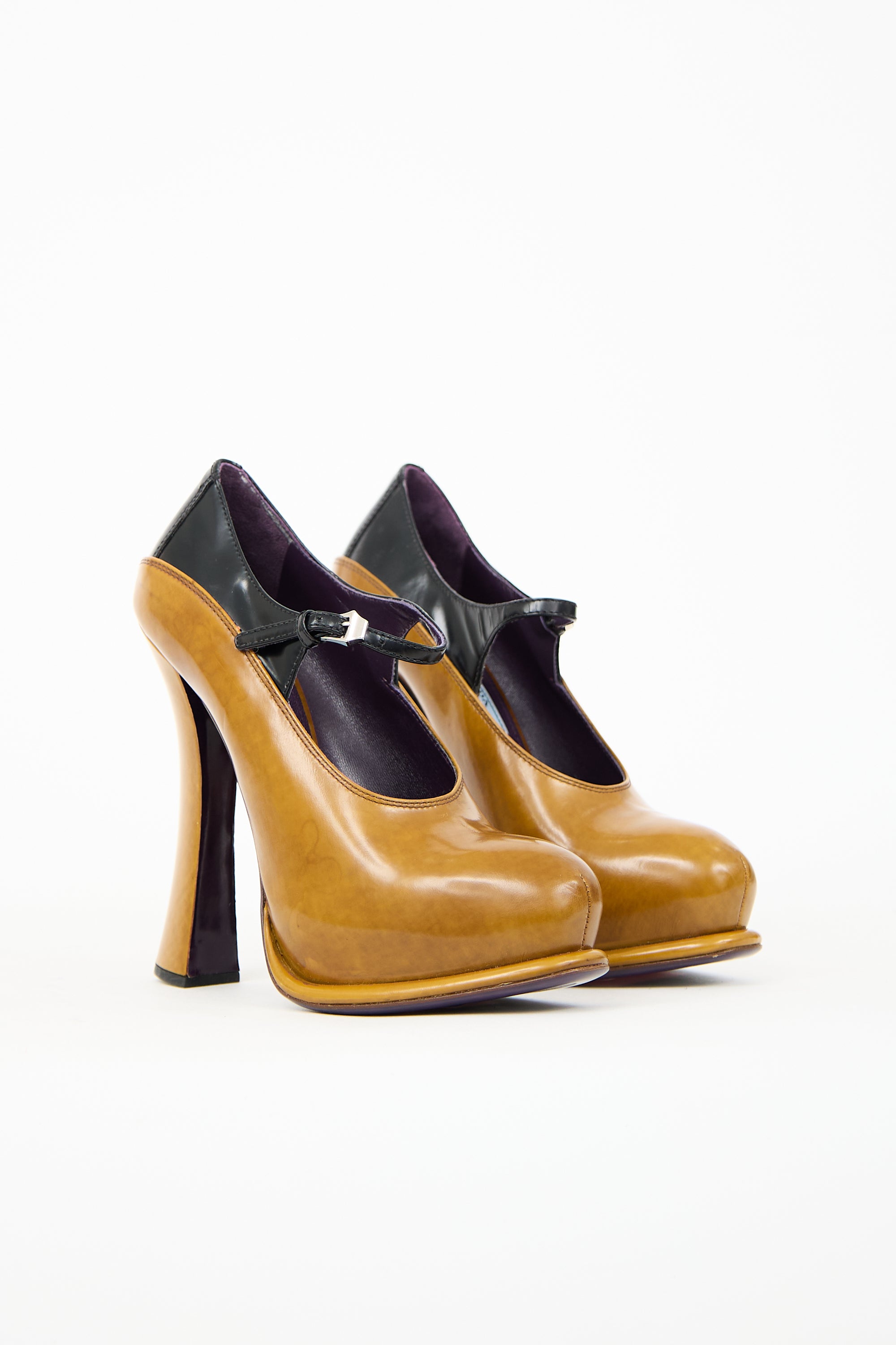 Prada FW 2012 Brown & Black Leather Platform Heel