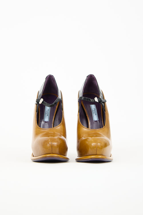 Prada FW 2012 Brown & Black Leather Platform Heel