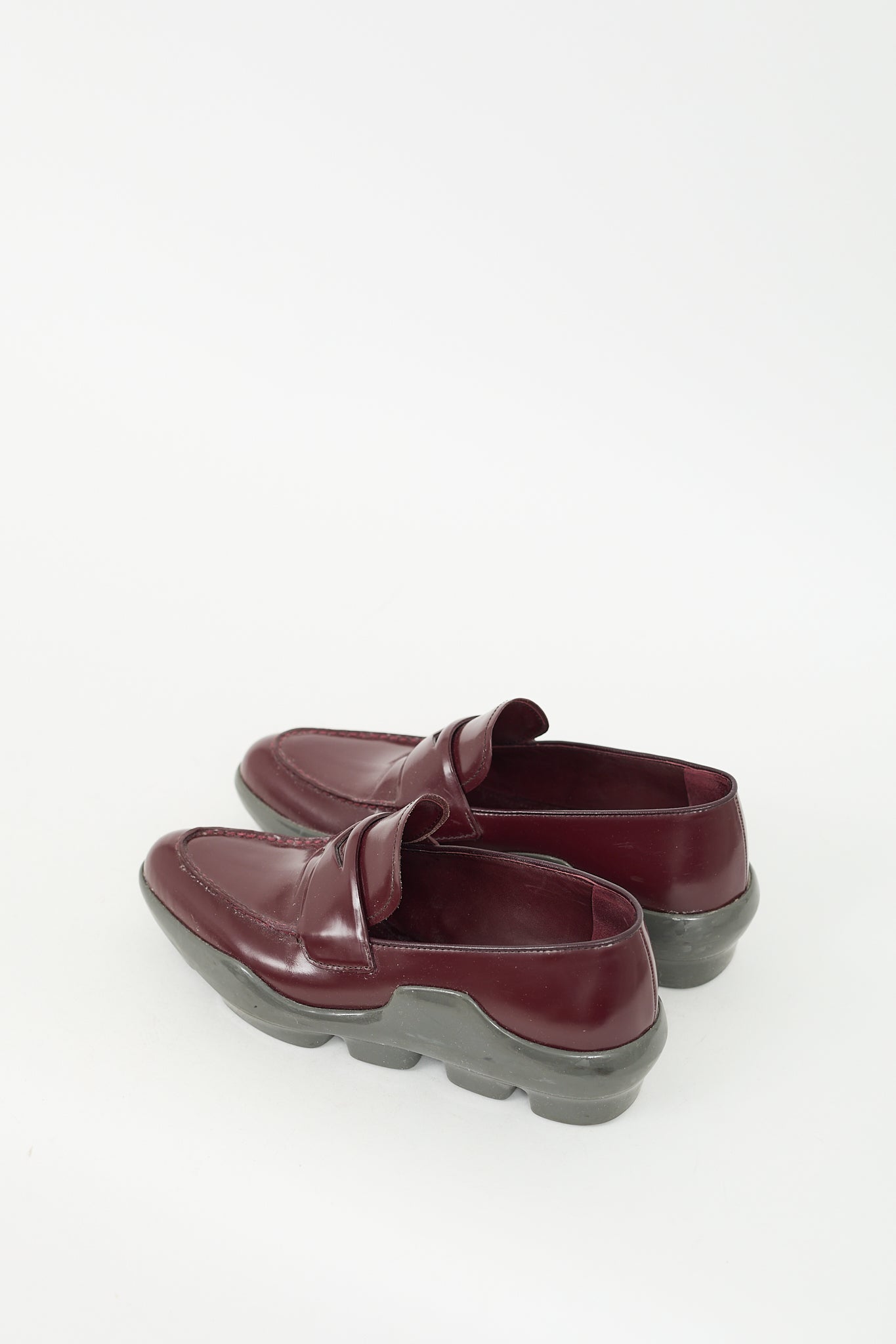 Prada FW 2015 Burgundy & Grey Leather Bubble Loafer
