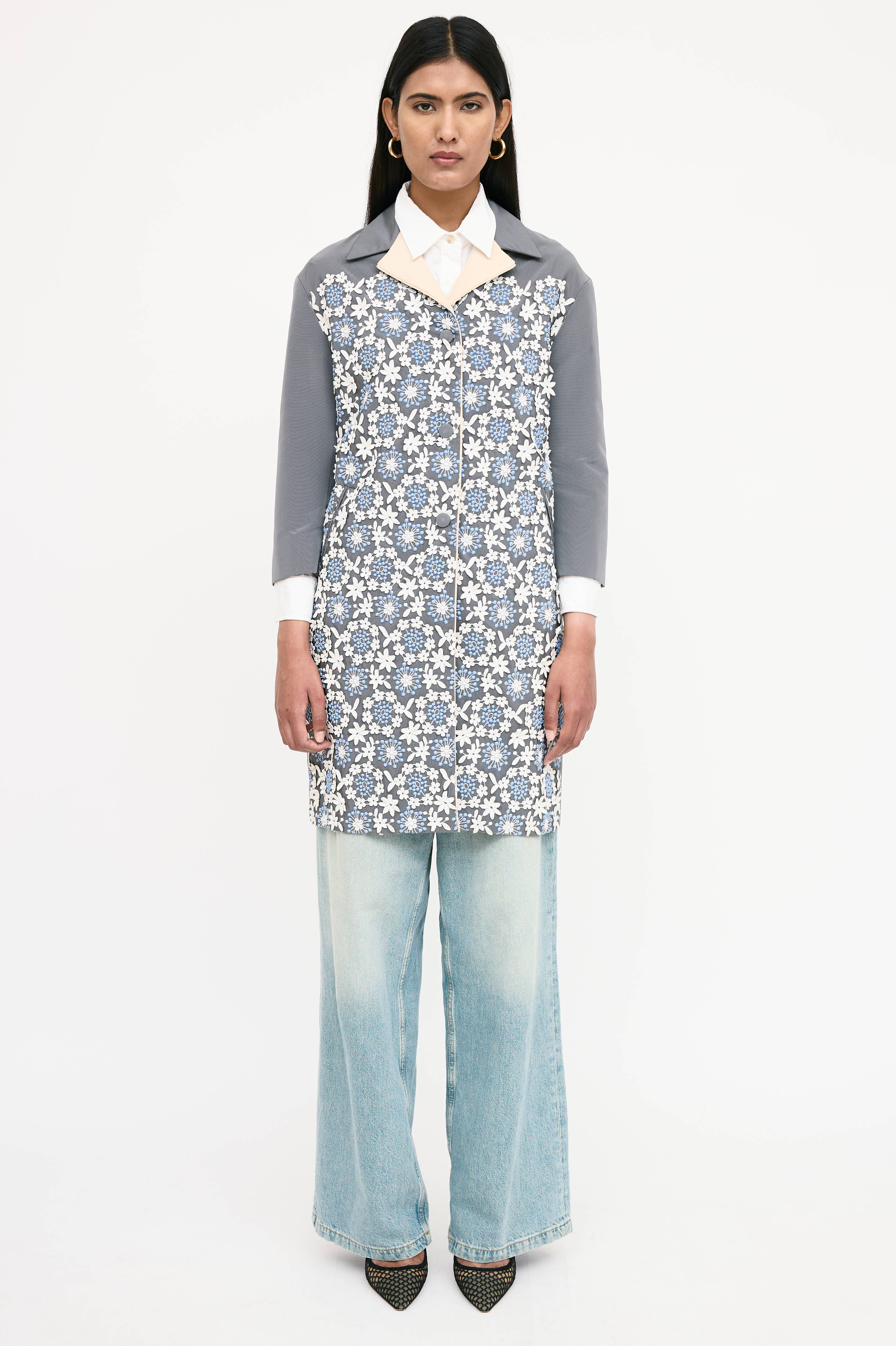 Prada Silk Floral Crochet Coat