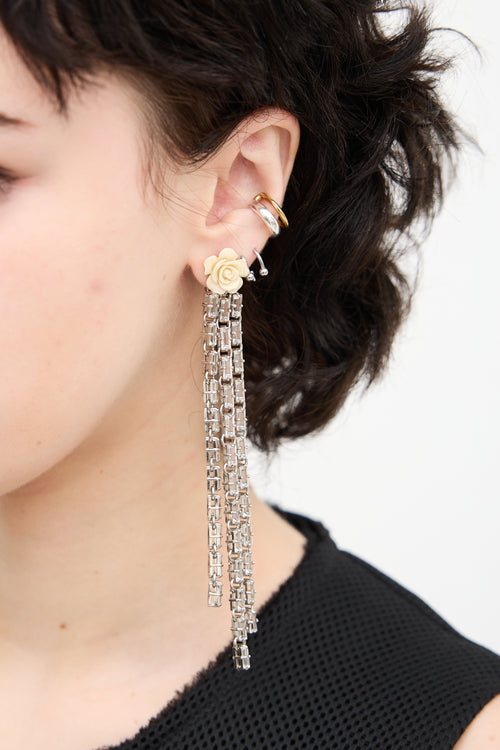Prada Crystal & Resin Rose Clip On Earrings