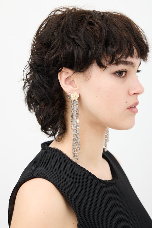 Prada Crystal & Resin Rose Clip On Earrings