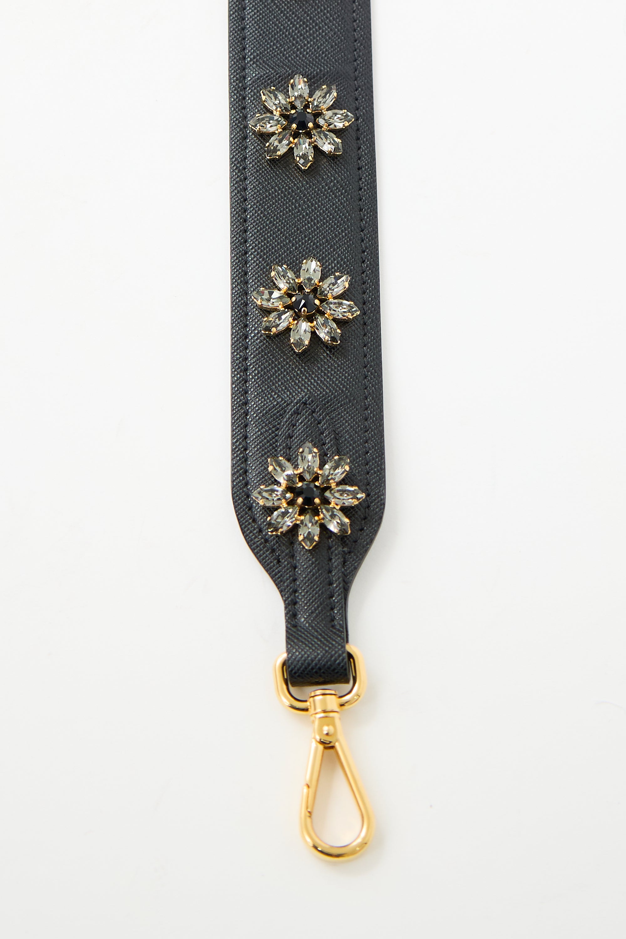 Prada Saffiano Leather Embellished Bag Strap
