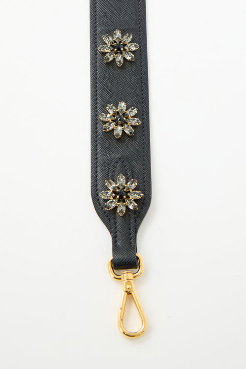 Prada Saffiano Leather Embellished Bag Strap
