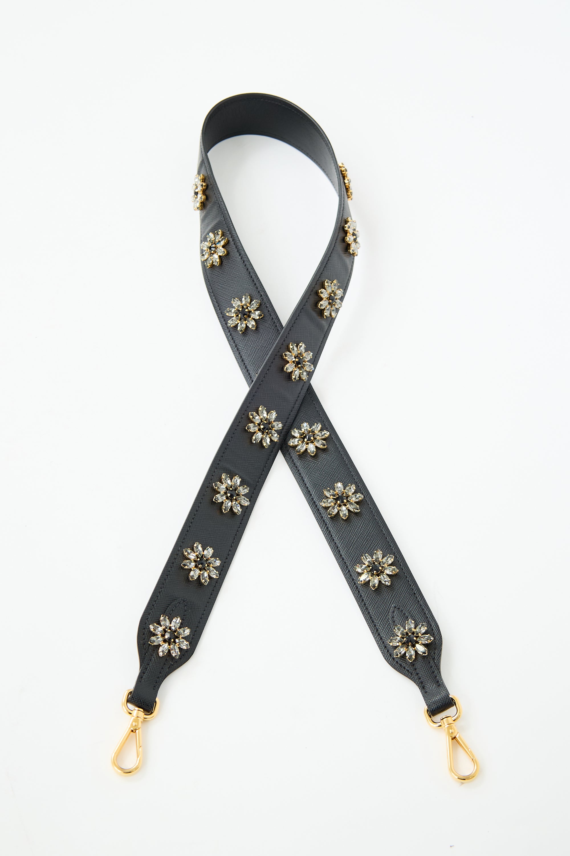 Prada Saffiano Leather Embellished Bag Strap