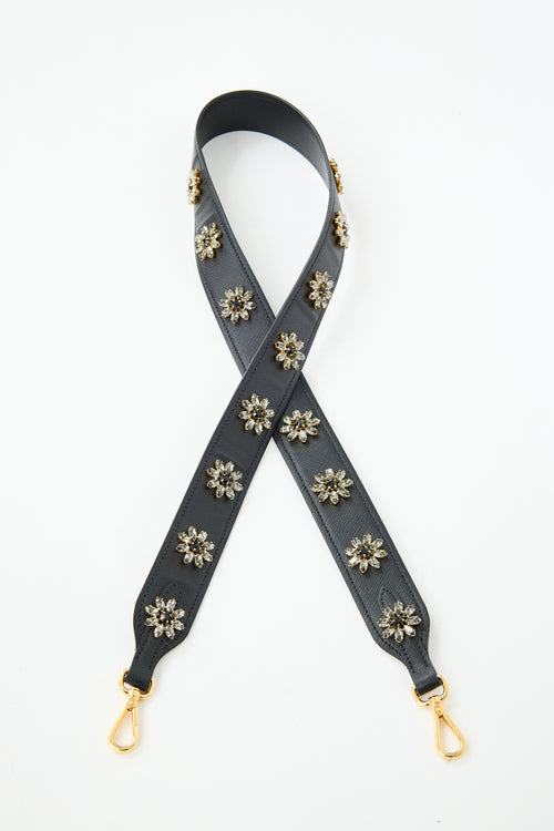 Prada Saffiano Leather Embellished Bag Strap