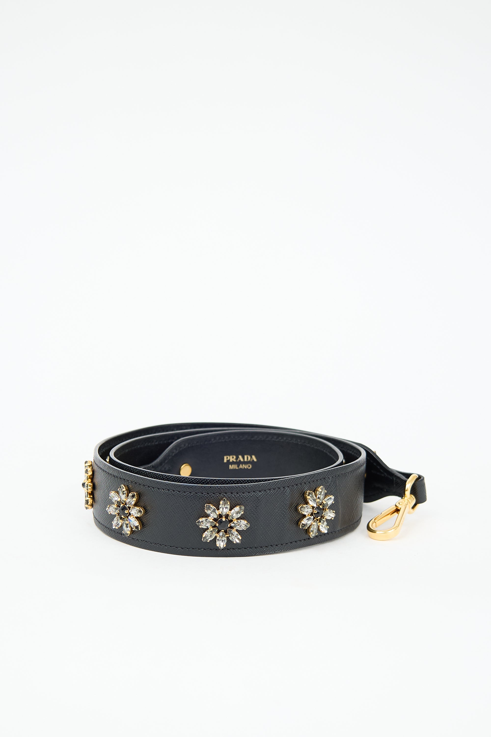 Prada Saffiano Leather Embellished Bag Strap