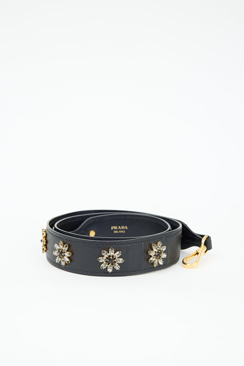 Prada Saffiano Leather Embellished Bag Strap
