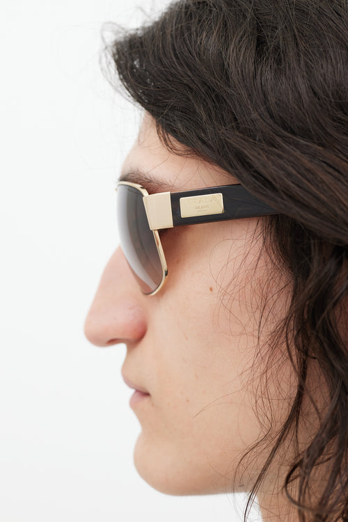 Prada Gold & Brown SPR61L Aviator Sunglasses