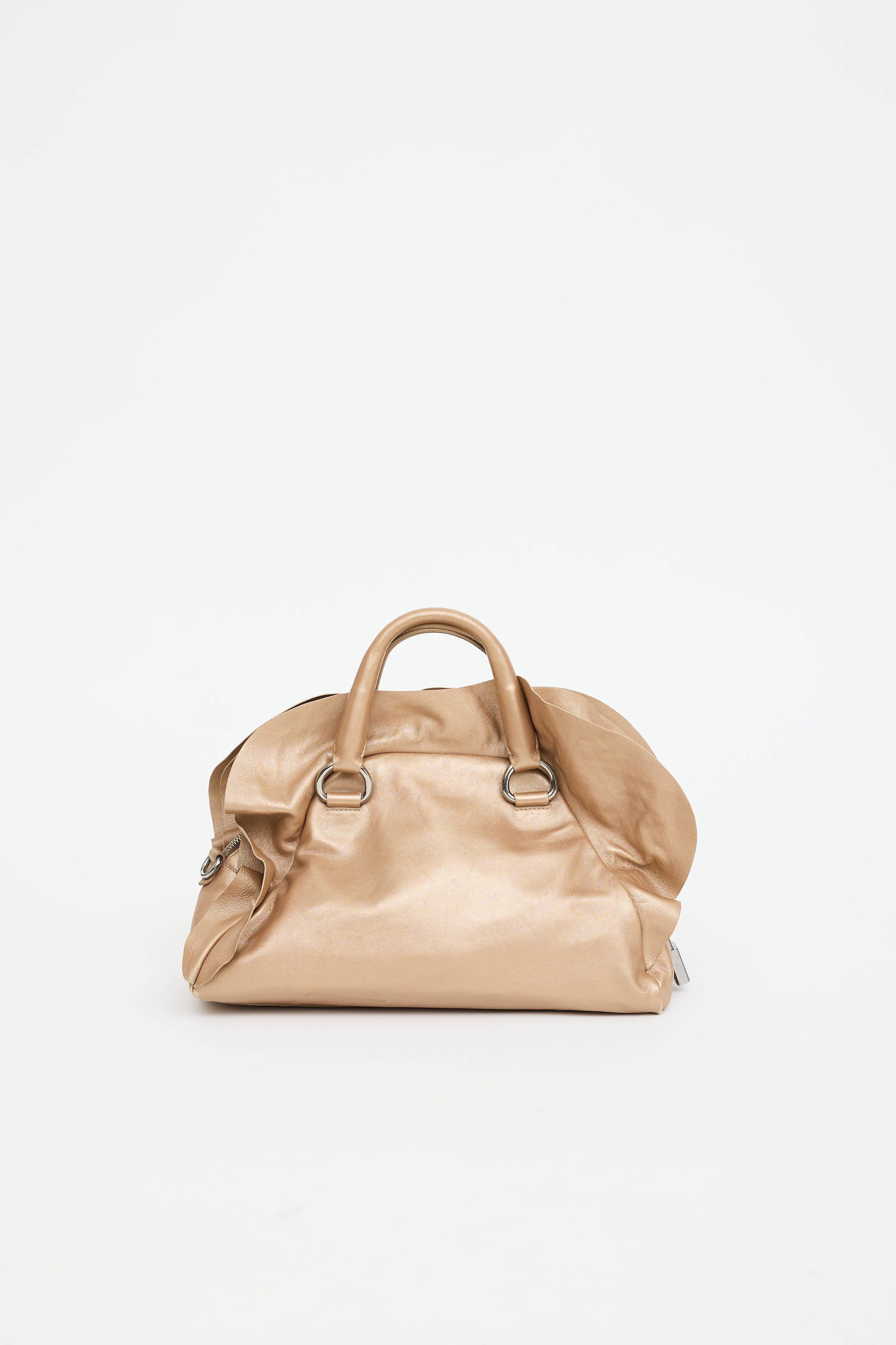 Prada Metallic Nappa Ruffle Bauletto Bag