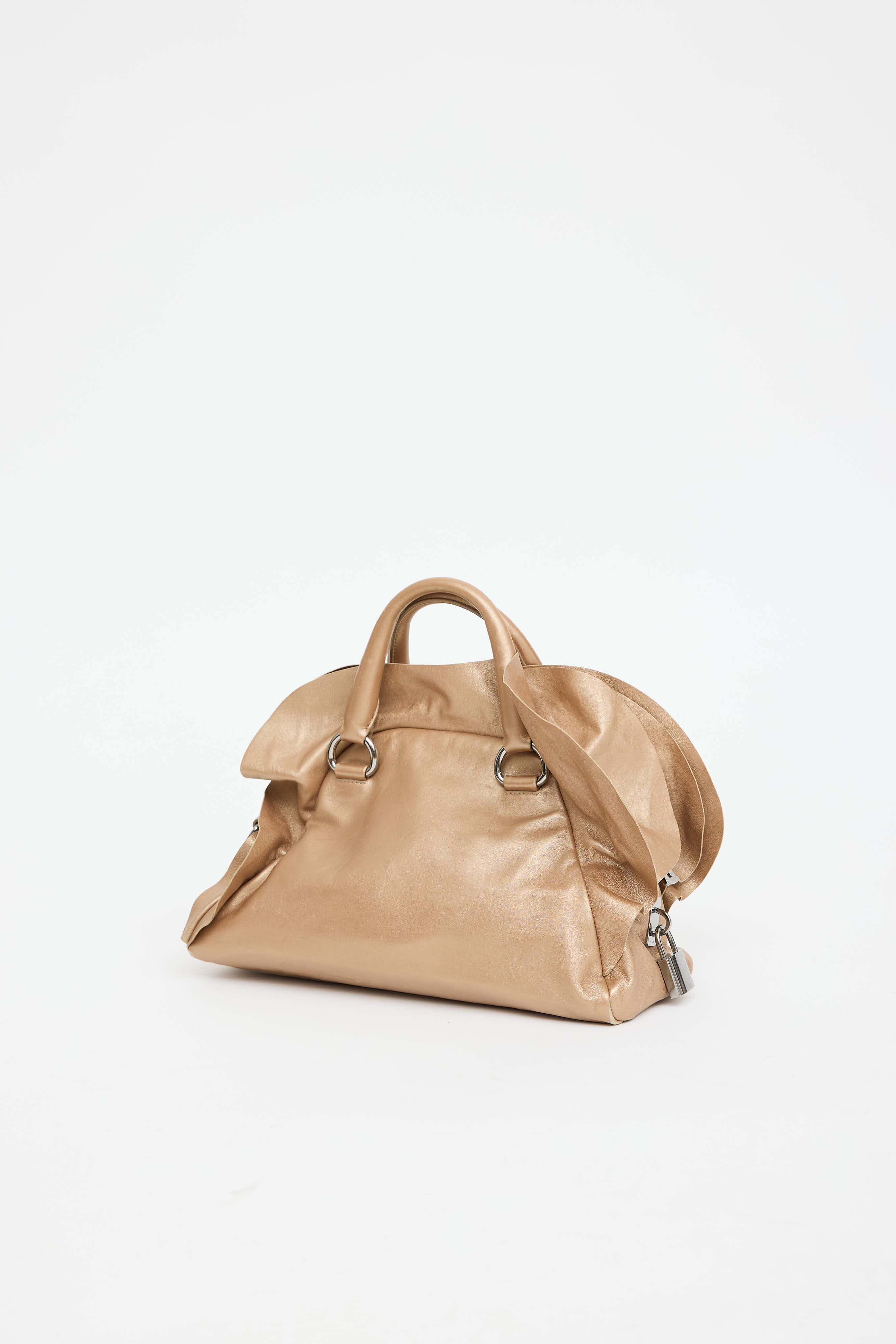 Prada Metallic Nappa Ruffle Bauletto Bag