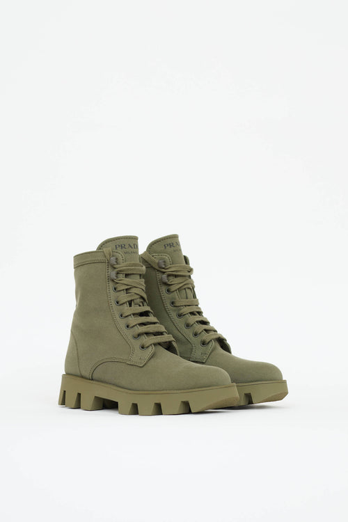 Prada Canvas Combat Boot