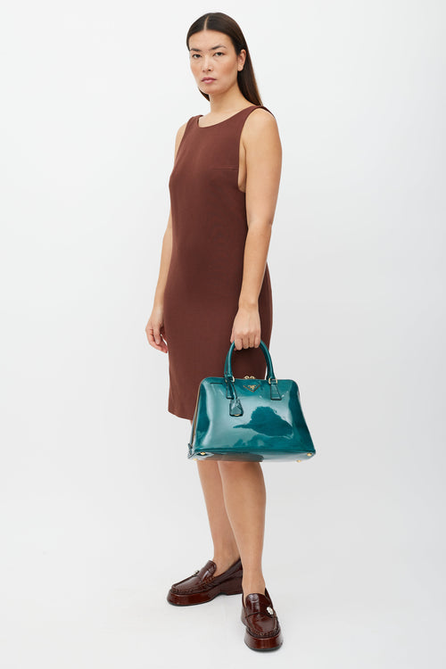 Prada Green & Gold Spazzolato Patent Tote