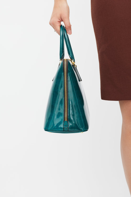 Prada Green & Gold Spazzolato Patent Tote