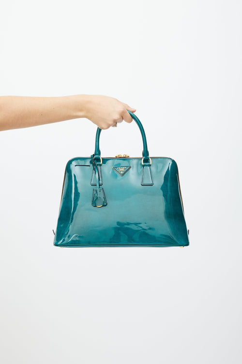 Prada Green & Gold Spazzolato Patent Tote