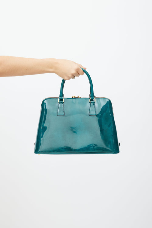 Prada Green & Gold Spazzolato Patent Tote