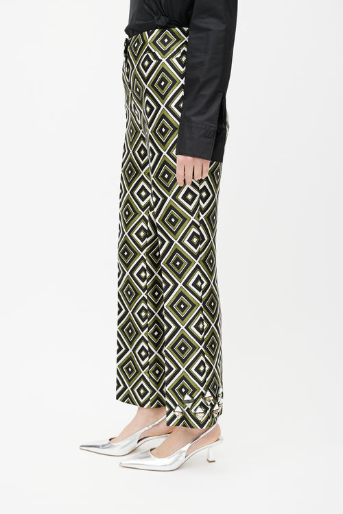 Prada Green & Multicolour Geometric Wool Jewel Trouser