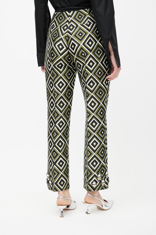 Prada Green & Multicolour Geometric Wool Jewel Trouser