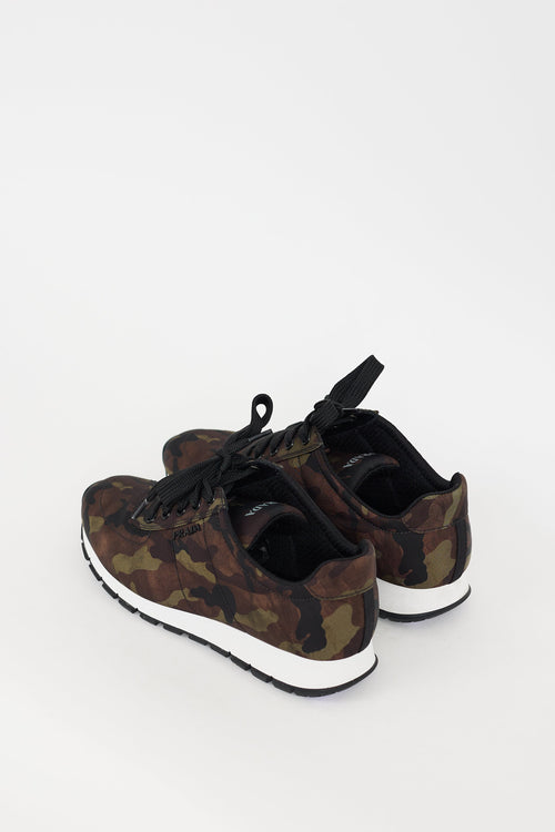 Prada Green & Brown Nylon Camo Sneaker
