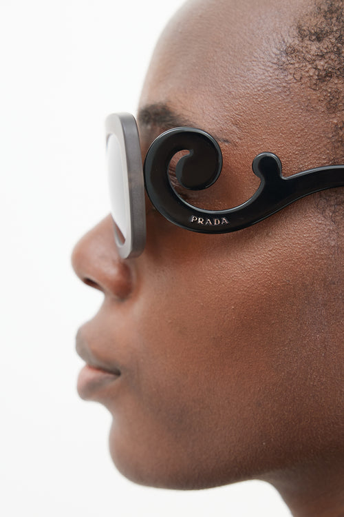 Prada Grey & Black SPR270-A Baroque Sunglasses