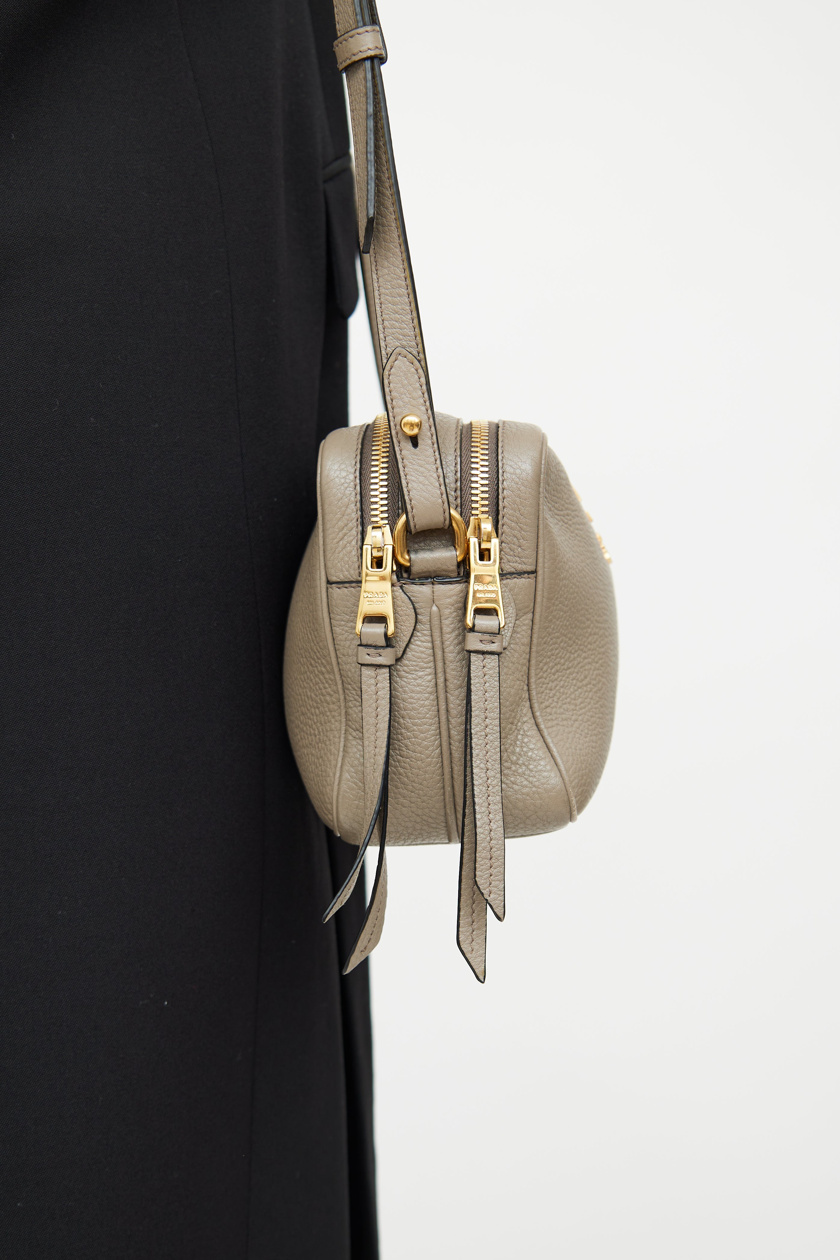 Prada Grey Double Zip Camera Bag