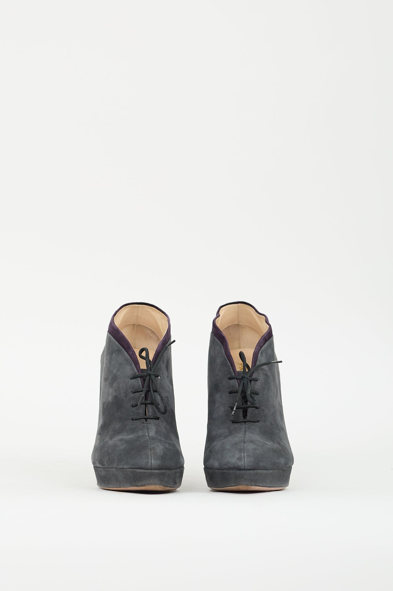 Prada Grey & Multi Suede Lace Up Boot