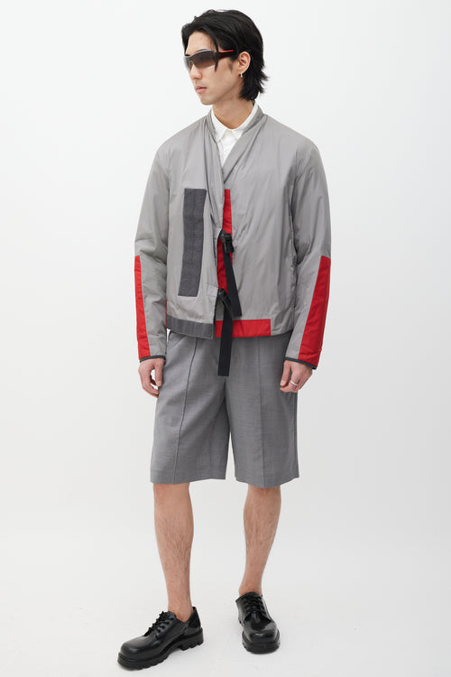 Prada Grey & Red Nylon Jacket